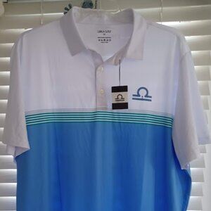Libra Golf Men’s 2XL Performance Polo Shirt Blue White Moisture Wicking Athletic